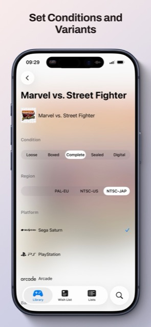 Game Collector library on iPhone