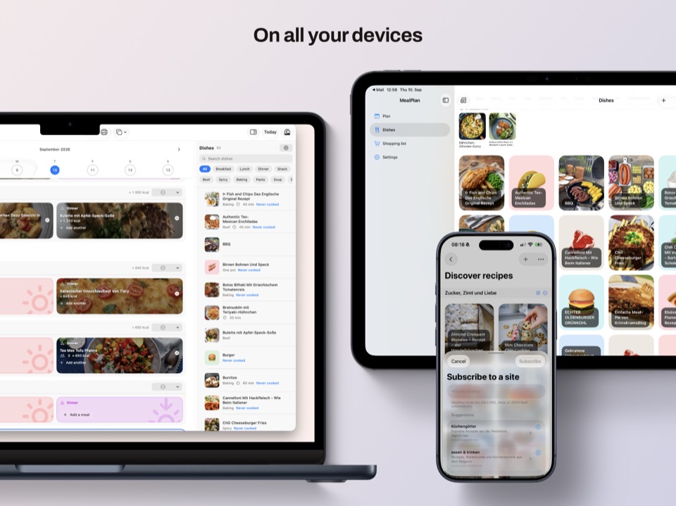 Meals household plan on iPad