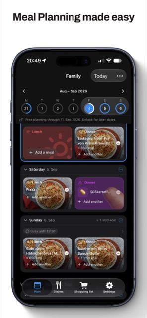 Meals weekly plan on iPhone