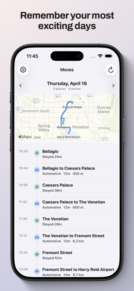 Moves places on iPhone